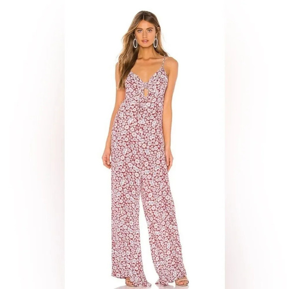 Auguste sz 4 Mila Palms jumpsuit in red floral keyhole front thin straps VGUC - Picture 2 of 12